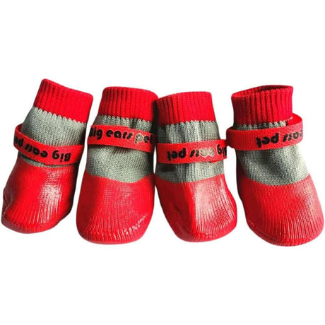 Waterproof Anti Slip Pet Shoes with Rubber Sole for Indoor and Outdoor Use Red - S