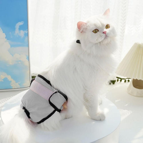 Washable Female Pet Nappy Diaper Dog Cat Physiological Pants Gray - L