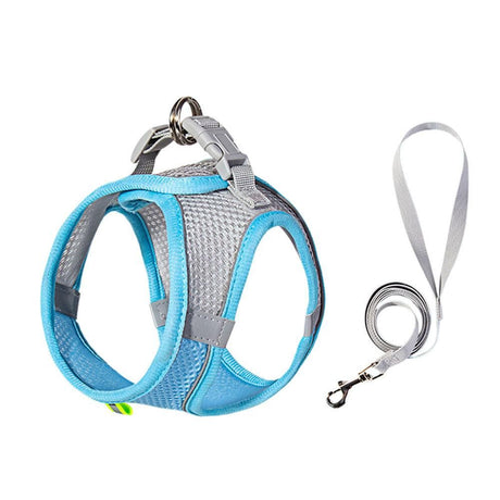 Pet Cat Harness and Leash Set Breathable Vest with Reflective Strip for Kitten Walking Traveling Orange - S