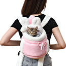 Plush Pet Carrier Backpack Pet Warm Bag with Hand Warmer Pocket Pink - S