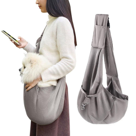 Adjustable Pet Dog Carrier Sling Bag Breathable Mesh Puppy Cat Carrier Khaki