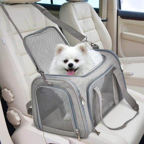 Foldable Travel Pet Carrier Bag Portable Cat Dog Kennel Bag Grey - L