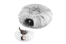 Plush Cat Tunnel with Cat Bed Pet Cat Tunnel Toys Gray