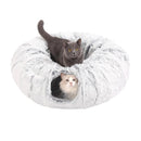 Plush Cat Tunnel with Cat Bed Pet Cat Tunnel Toys Gray