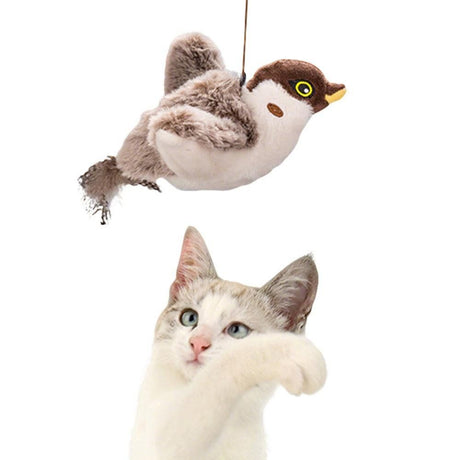 Interactive Cat Toy with Chirping Electronic Flying Bird for Indoor Cats