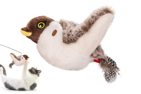 Interactive Cat Toy with Chirping Electronic Flying Bird for Indoor Cats