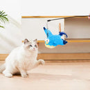 Cat Squeaky Toys Rechargeable Interactive Cat Toy Touch Activated Kitten Plush Pet Toys Blue