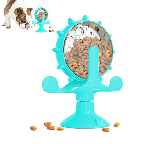 Interactive Pet Treats Dispenser Toy 360 Degrees Rotating Windmill Toy Slow Dog Cat Feeder Green