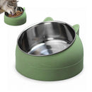400ml Stainless Steel Tilted Pet Bowl - Non-Slip Raised Feeder for Cats & Dogs Blue