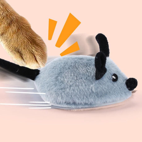 Squeaky Escaping Mouse Toy Light-up Auto Moving Rechargeable Interactive Cat Toy Grey
