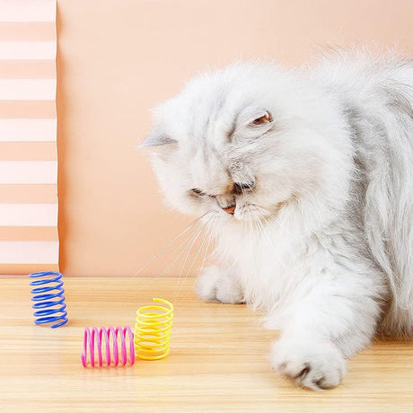 40Pcs Cat Spring Toys Colorful Cat Spiral Bouncy Toys Interactive Toys for Cats and Kittens