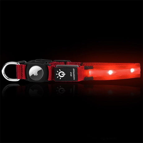 Luminous LED Pet Dog Collar Light-up USB Rechargeable Dog Collar Red - M