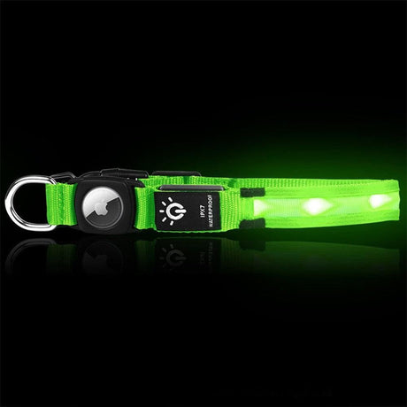 Luminous LED Pet Dog Collar Light-up USB Rechargeable Dog Collar Green - S