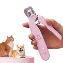 2-in-1 Pet Nail Grinder with LED Lights USB Rechargeable Dog Nail Clippers Cats Claw Trimmer Pink