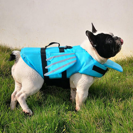 Dog Life Jacket Wings Pet Life Vest Adjustable Dog Flotation Swim Vest Blue - L