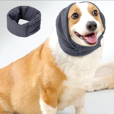 Dog Calming Ear Wraps Ear Protection Cover Pet Dog Head Muff Dark Gray - M