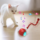 Motion Activate Interactive Cat Toy Rechargeable Smart Rolling Ball with Rope Red