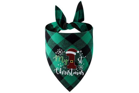 Christmas Pet Triangle Scarf Dog Bandana Pet Wearable Accessories Red Grid - Elk
