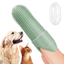 Silicone Pet Finger Toothbrush - Daily Teeth Cleaning for Cats and Dogs Green