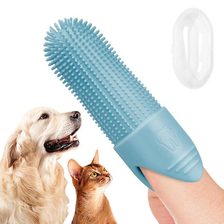 Silicone Pet Finger Toothbrush - Daily Teeth Cleaning for Cats and Dogs Green