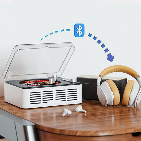 Retro CD Music Player with Bluetooth and FM Radio Multifunctional Home Audio System White