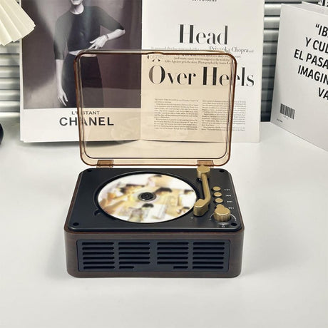 Retro CD Music Player with Bluetooth and FM Radio Multifunctional Home Audio System Brown