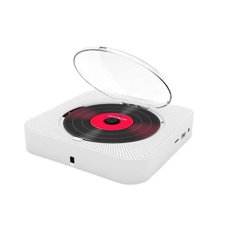 Wall-Mount Bluetooth CD Player LCD Display Music Player Home Audio Boombox White