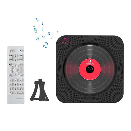Wall-Mount Bluetooth CD Player LCD Display Music Player Home Audio Boombox White