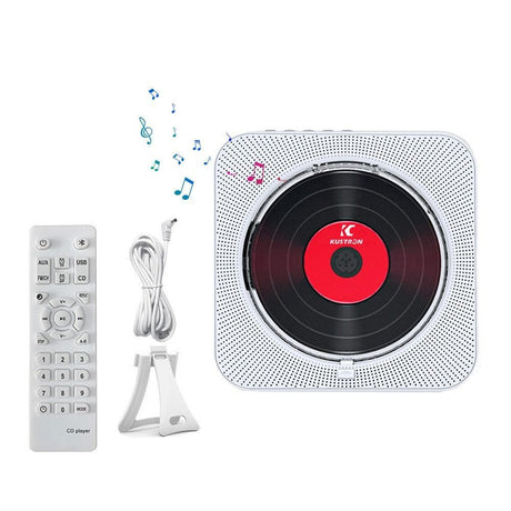 Wall-Mount Bluetooth CD Player LCD Display Music Player Home Audio Boombox Black