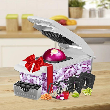 Vegetable Chopper with Container for Salad Prep White