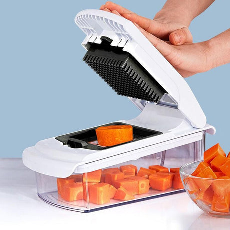 Vegetable Chopper with Container for Salad Prep White