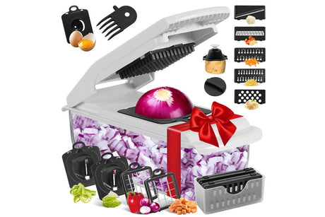 Vegetable Chopper with Container for Salad Prep White