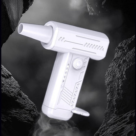 2-in-1 Electric Air Duster 130000 RPM Mini Blower with LED Light for Camping Home Car White
