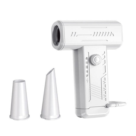 2-in-1 Electric Air Duster 130000 RPM Mini Blower with LED Light for Camping Home Car White