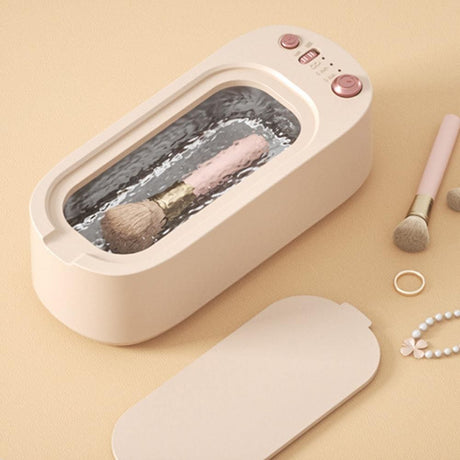 45KHz Ultrasonic Jewelry Cleaning Machine for Jewelry Eyeglasses Rings Pink
