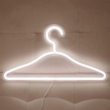 Clothes Hanger LED Neon Light Wardrobe Lamp Decor Home Decoration Accessory Pink