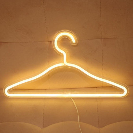 Clothes Hanger LED Neon Light Wardrobe Lamp Decor Home Decoration Accessory White