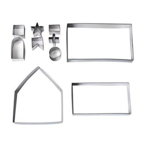 18PCS Stainless Steel Christmas Cookie Cutter Set with 3D Gingerbread House Shapes