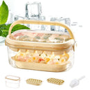 2-Tier Ice Cube Tray Mold with Press-Release Lid & Storage Box for Kitchen Beige