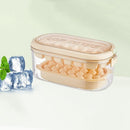 2-Tier Ice Cube Tray Mold with Press-Release Lid & Storage Box for Kitchen Beige