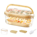2-Tier Ice Cube Tray Mold with Press-Release Lid & Storage Box for Kitchen Beige