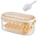 2-Tier Ice Cube Tray Mold with Press-Release Lid & Storage Box for Kitchen Beige