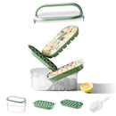 2-Tier Ice Cube Tray Mold with Press-Release Lid & Storage Box for Kitchen Beige