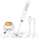 3 in 1 Handheld Electric Milk Frother USB Rechargeable Drink Coffee Mixer Foam Maker with 3 Whisks-White