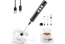 3 in 1 Handheld Electric Milk Frother USB Rechargeable Drink Coffee Mixer Foam Maker with 3 Whisks-Black