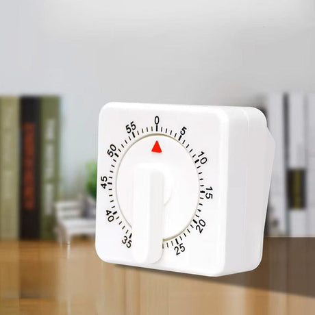 60-Minute Mechanical Kitchen Timer Visual Countdown Timer for Kitchen Cooking Study White