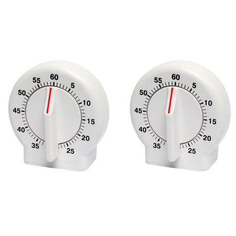 60-Minute Mechanical Kitchen Timer Visual Countdown Timer for Kitchen Cooking Study White