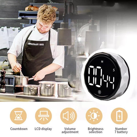 Digital Display Kitchen Timer Countdown Countup Cooking Alarm White