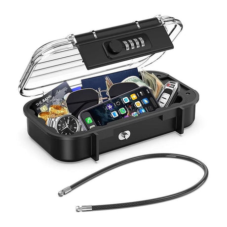 Portable Safe Box Combination Code Security Case LockBox with Removable Chain Blue