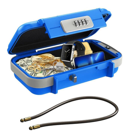 Portable Safe Box Combination Code Security Case LockBox with Removable Chain Gray
